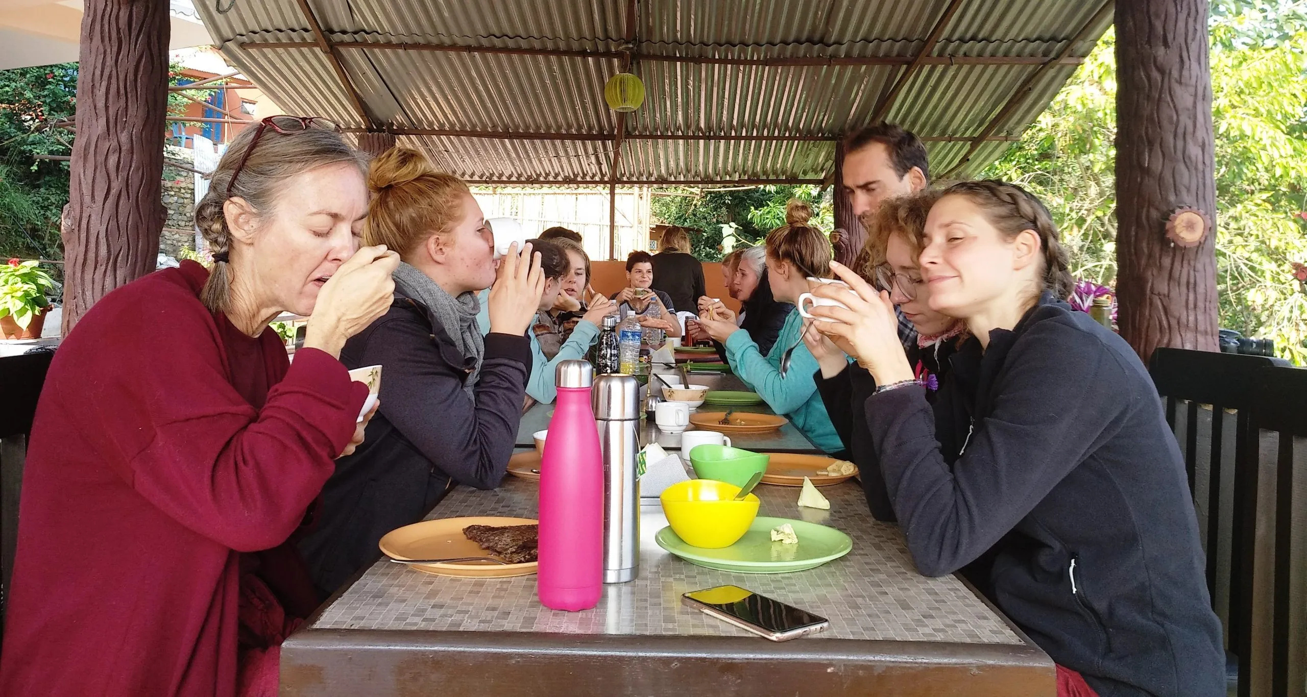 Students having Yogic Food at Pokhara Nepal